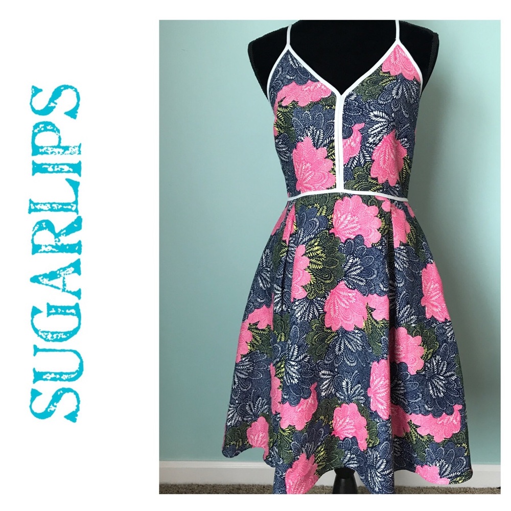 Sugarlips Blue and Pink Floral Dress